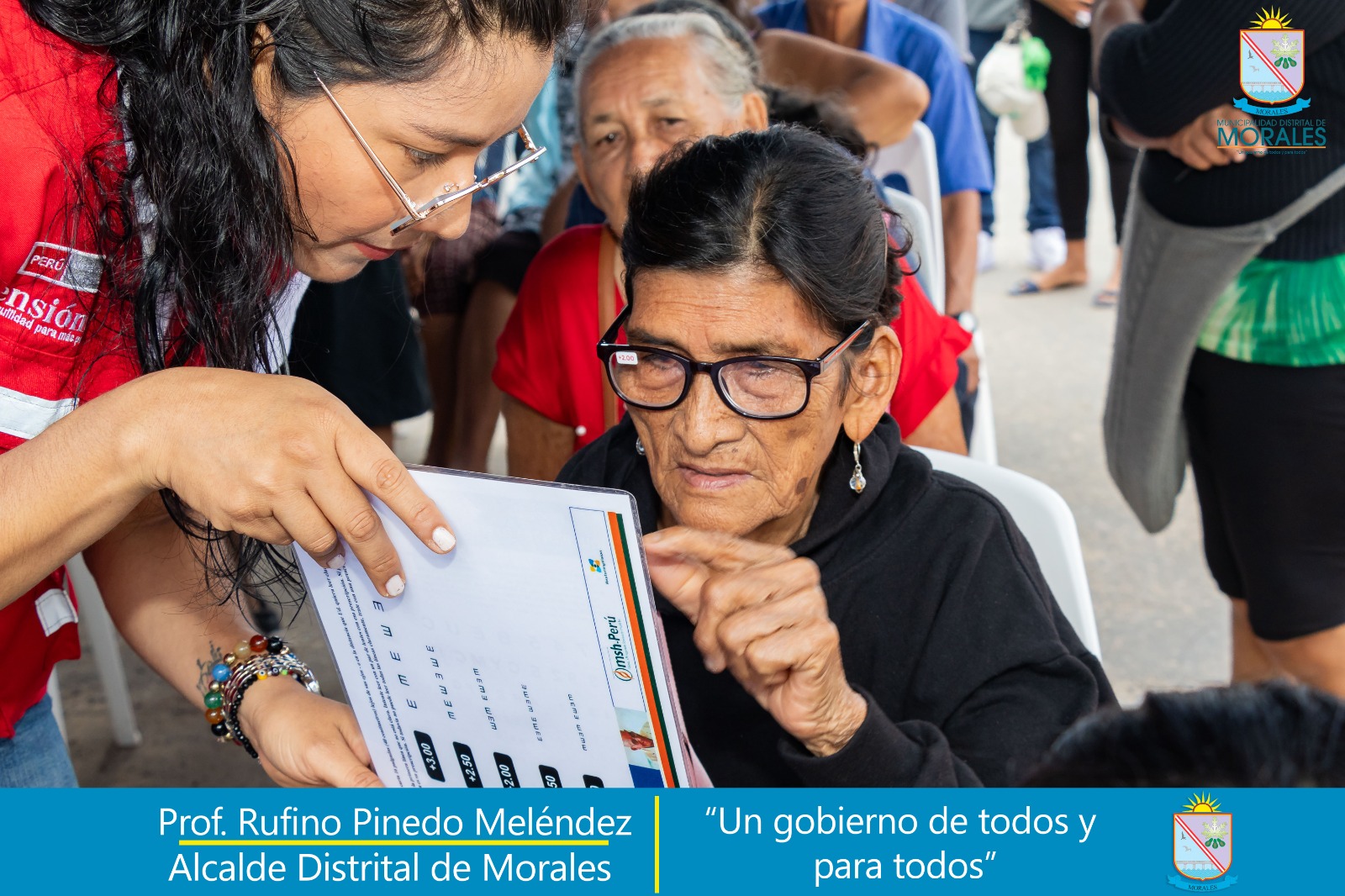 PENSIÓN 65 ENTREGA LENTES A BENEFICIARIOS DEL PROGRAMA DEL DISTRITO DE MORALES. 